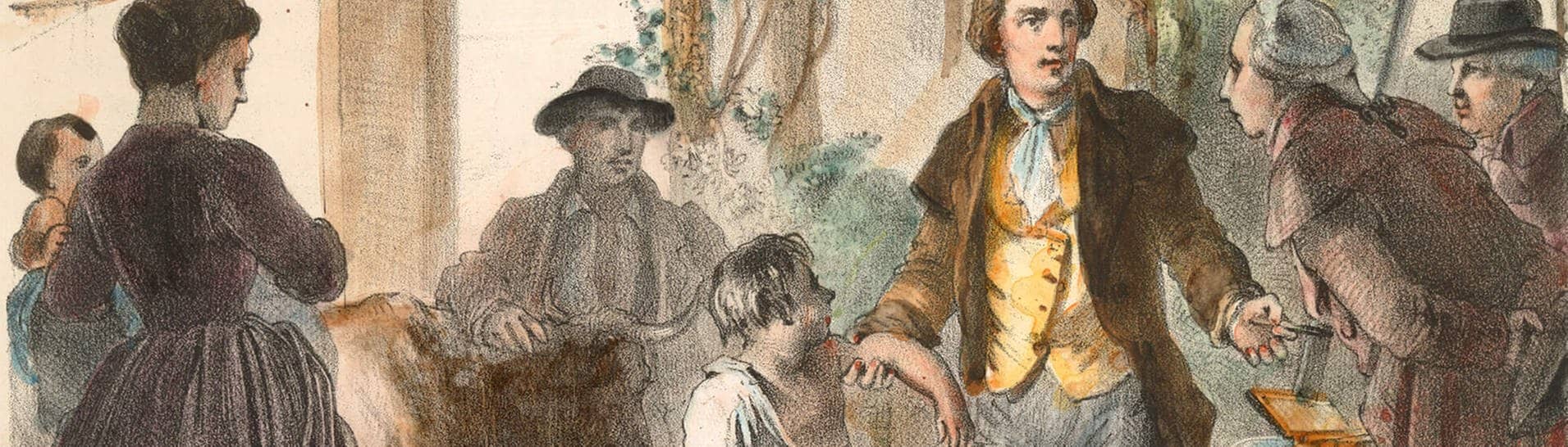 Edward Jenners erste Pockenimpfung  Farblithographie um 1865