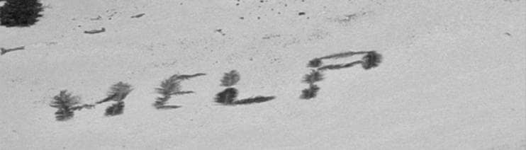 An einem Strand auf der Insel Pikelot ist die Botschaft «Help» mit Palmwedeln geschrieben. Die US-Küstenwache hat drei Schiffbrüchige gerettet, die mehr als eine Woche lang auf einer einsamen Insel im Pazifik gestrandet waren.  (Foto: dpa Bildfunk, picture alliance/dpa/U.S. Coast Guard | -)