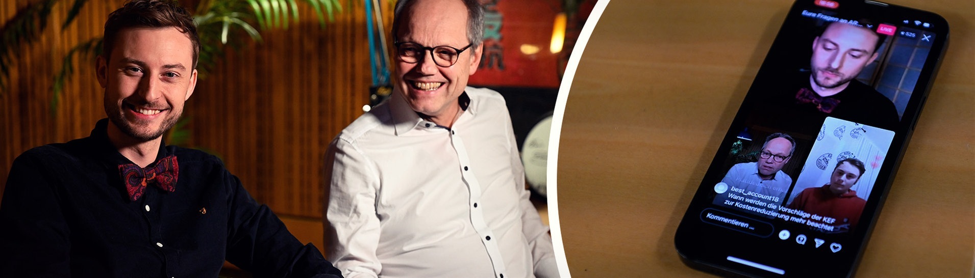 Constantin Zöller mit Kai Gniffke und einem User beim Insta-Live (Foto: SWR3, Neligan, Patricia)