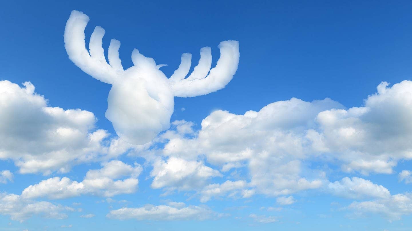 Blauer Himmel mit Elchförmiger Wolke: Das Wetter in SWR3-Land (Foto: SWR3, Adobe Stock, yotrakbutda)