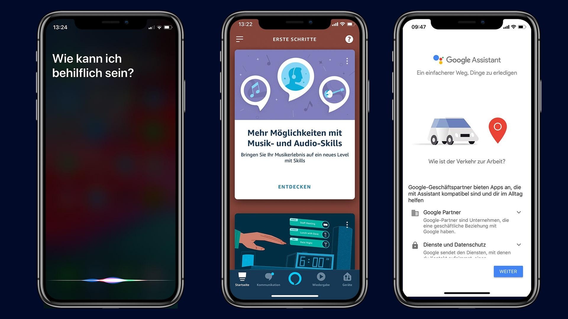 Foto: SWR3 Die drei bekanntesten Sprachassistenten Siri Alexa und Google (Foto: SWR3)