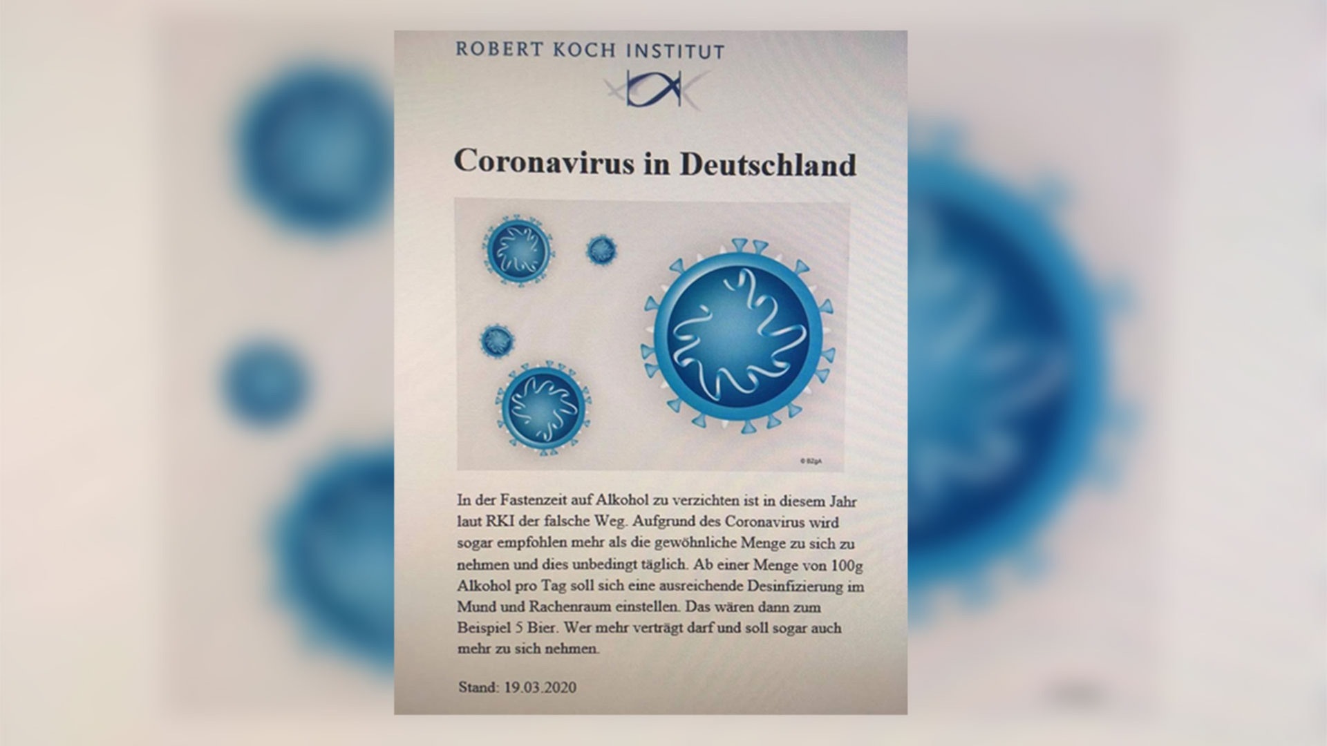 Foto: Screenshot WhatsApp Coronavirus mit viel Alkohol abtöten (Foto: Screenshot WhatsApp)
