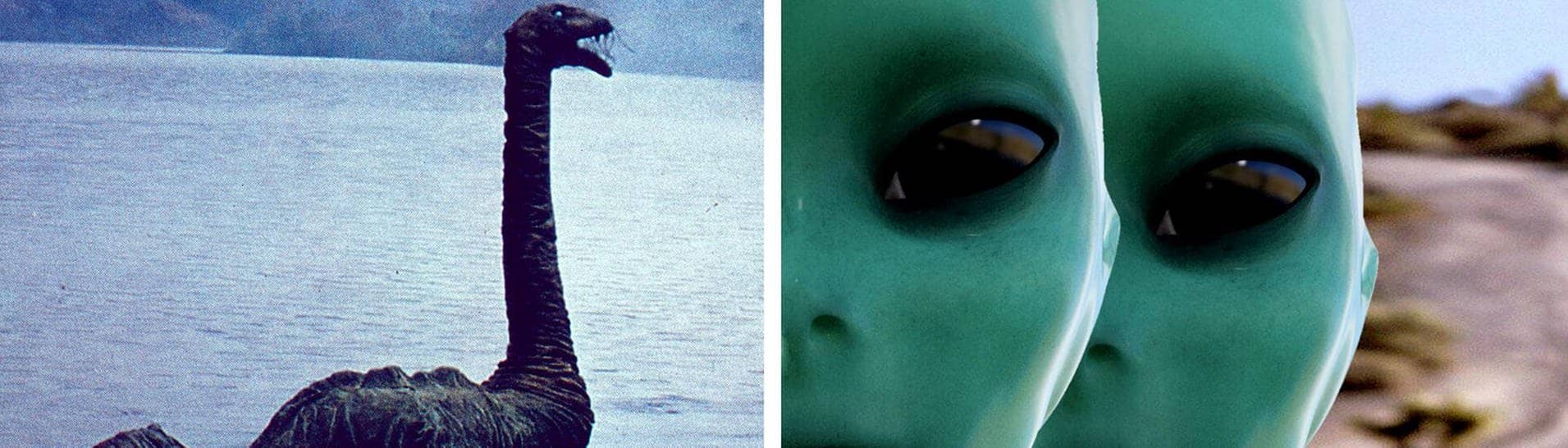 Nessi - das Monster von Loch Ness und die Aliens in Area 51 (Foto: Fotolia/crimson, imago images / ZUMA Press, picture alliance/United Archives)
