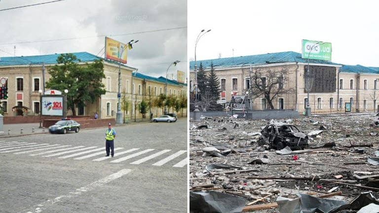 Kiew: Vorher und nachher (Foto: IMAGO, IMAGO / Google Maps)