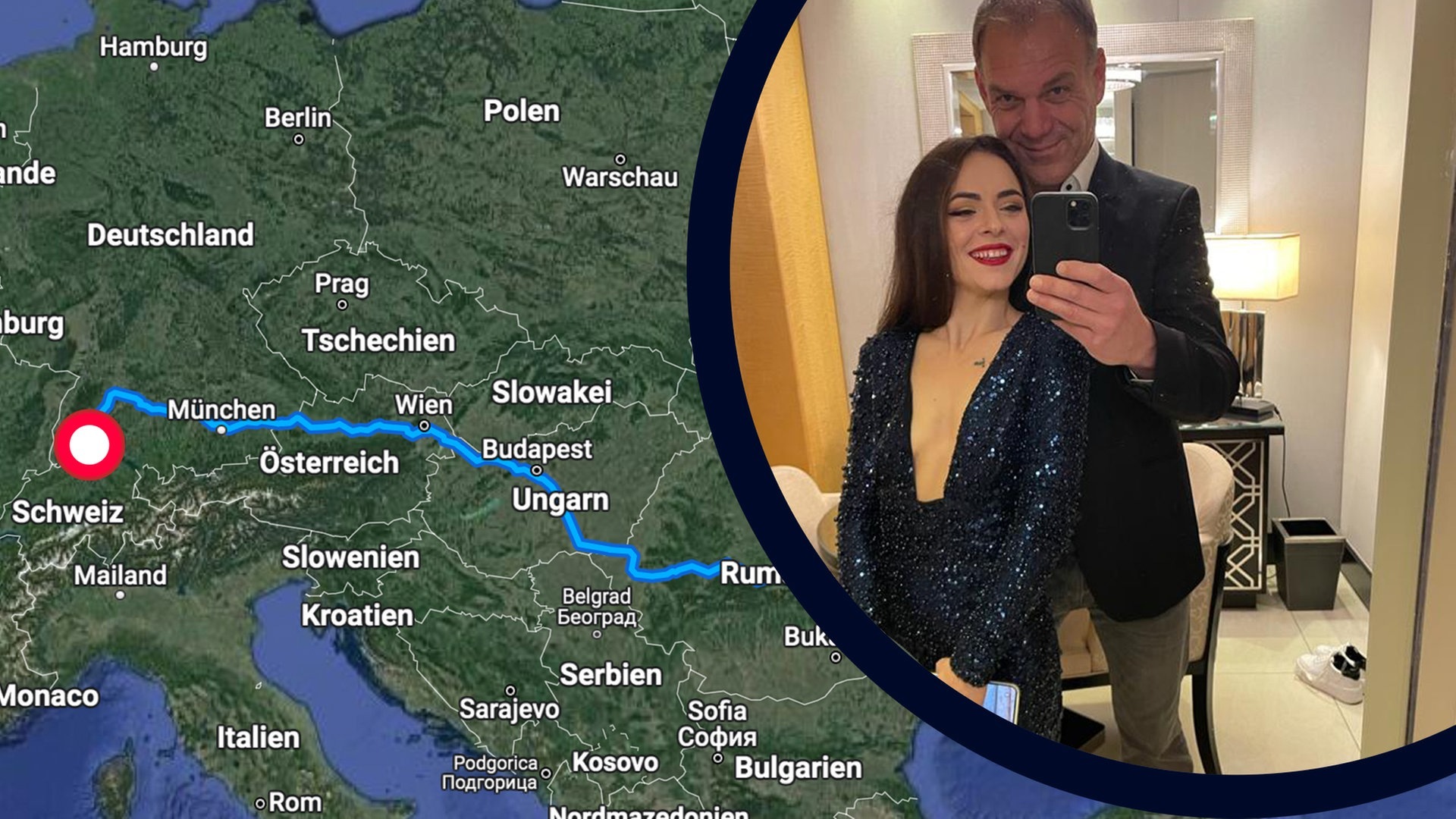Ukraine-Krieg: Michael aus BW fährt 2.000 Kilometer, um seine Freundin zu holen (Foto: SWR3, Privat, Google Maps|Montage: SWR3)