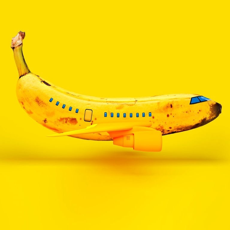 Flugzeug dargestellt als Banane (Foto: IMAGO, IMAGO / Westend61)