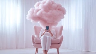 Person scrollt am Handy durch Social Media und versucht, trotz KI Fake News zu erkennen (KI-generiert)