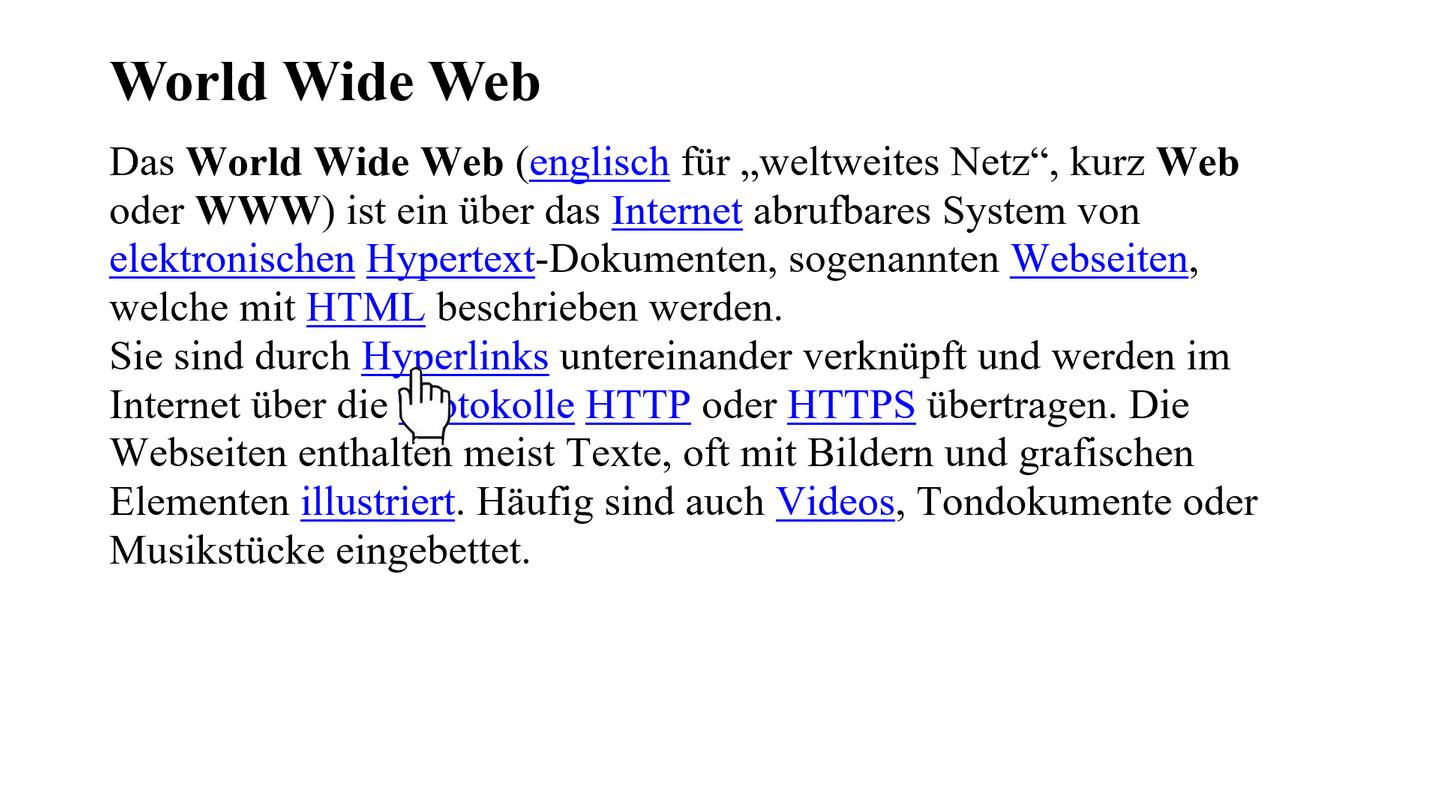 Wikipedia-Text mit Hyperlinks (Foto: SWR3)