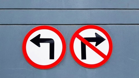Linkspfeil und gesperrter Rechtspfeil