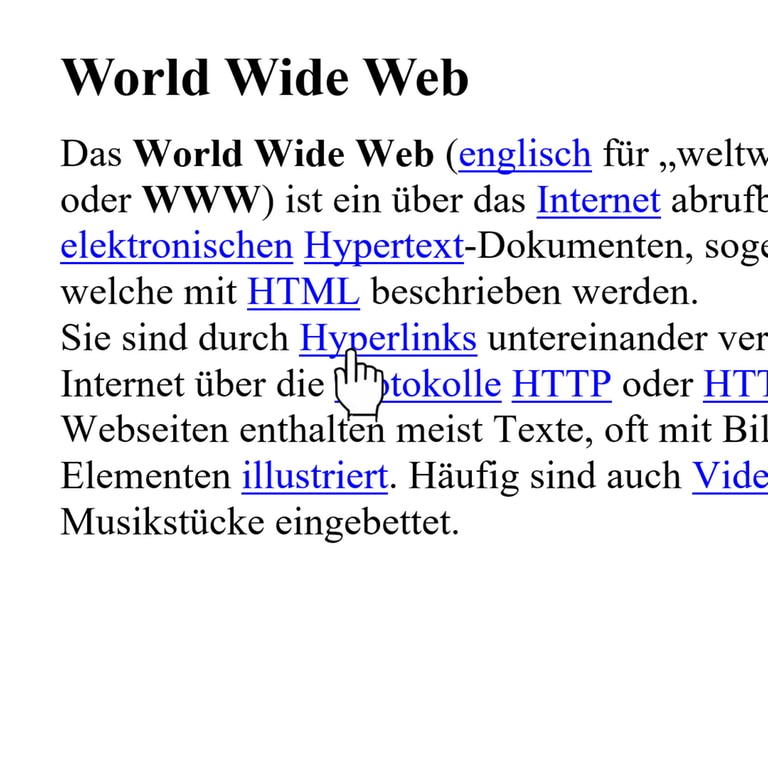 Wikipedia-Text mit Hyperlinks (Foto: SWR3)