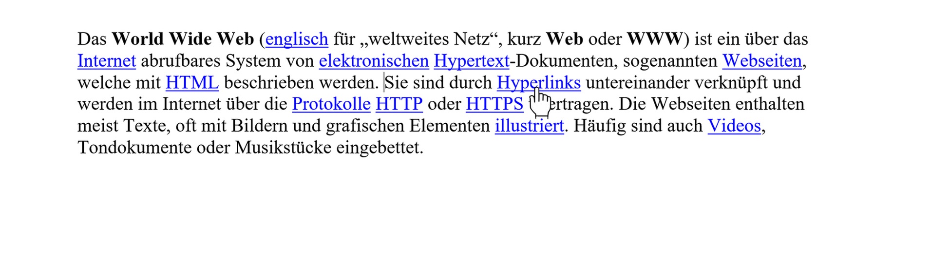 Wikipedia-Text mit Hyperlinks (Foto: SWR3)
