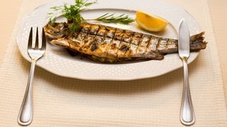 Gegrillte Forelle mit Fischbesteck