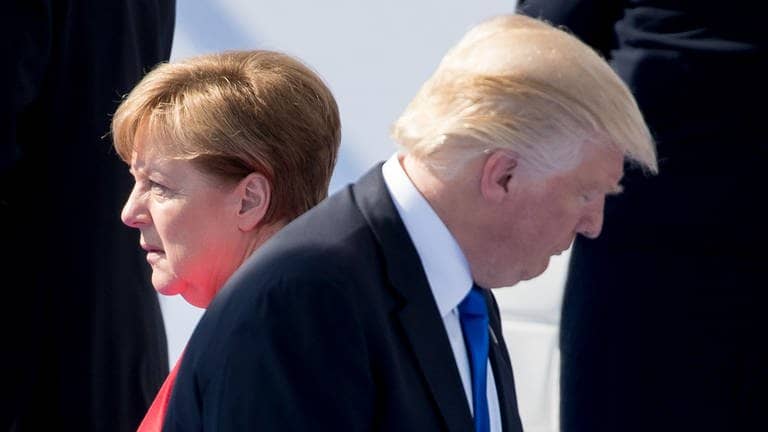 Trump und Merkel (Foto: dpa Bildfunk, picture alliance/Kay Nietfeld/dpa)