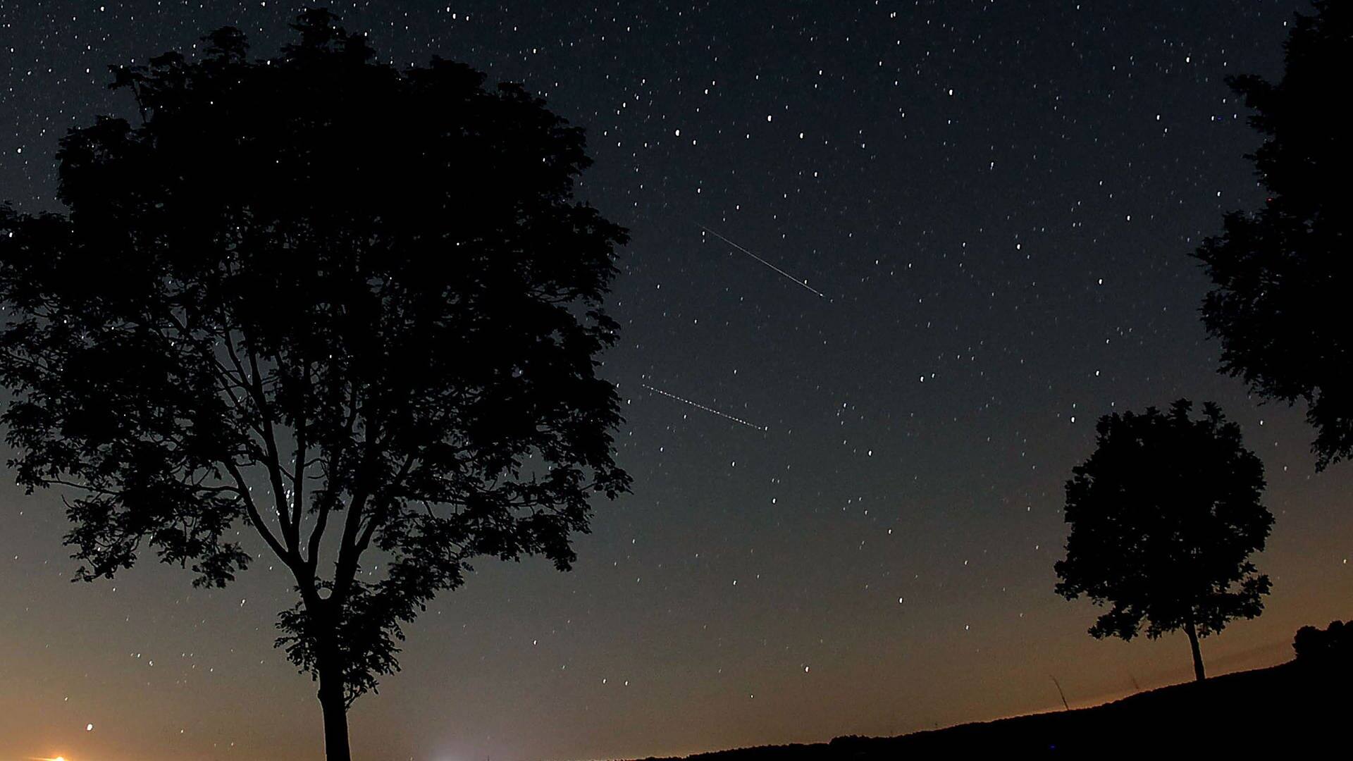 Sternschnuppen der Perseiden sind am in der Nähe von Nettersheim in der Eifel am Nachthimmel zu sehen. (Foto: dpa Bildfunk, picture alliance/dpa | Oliver Berg)