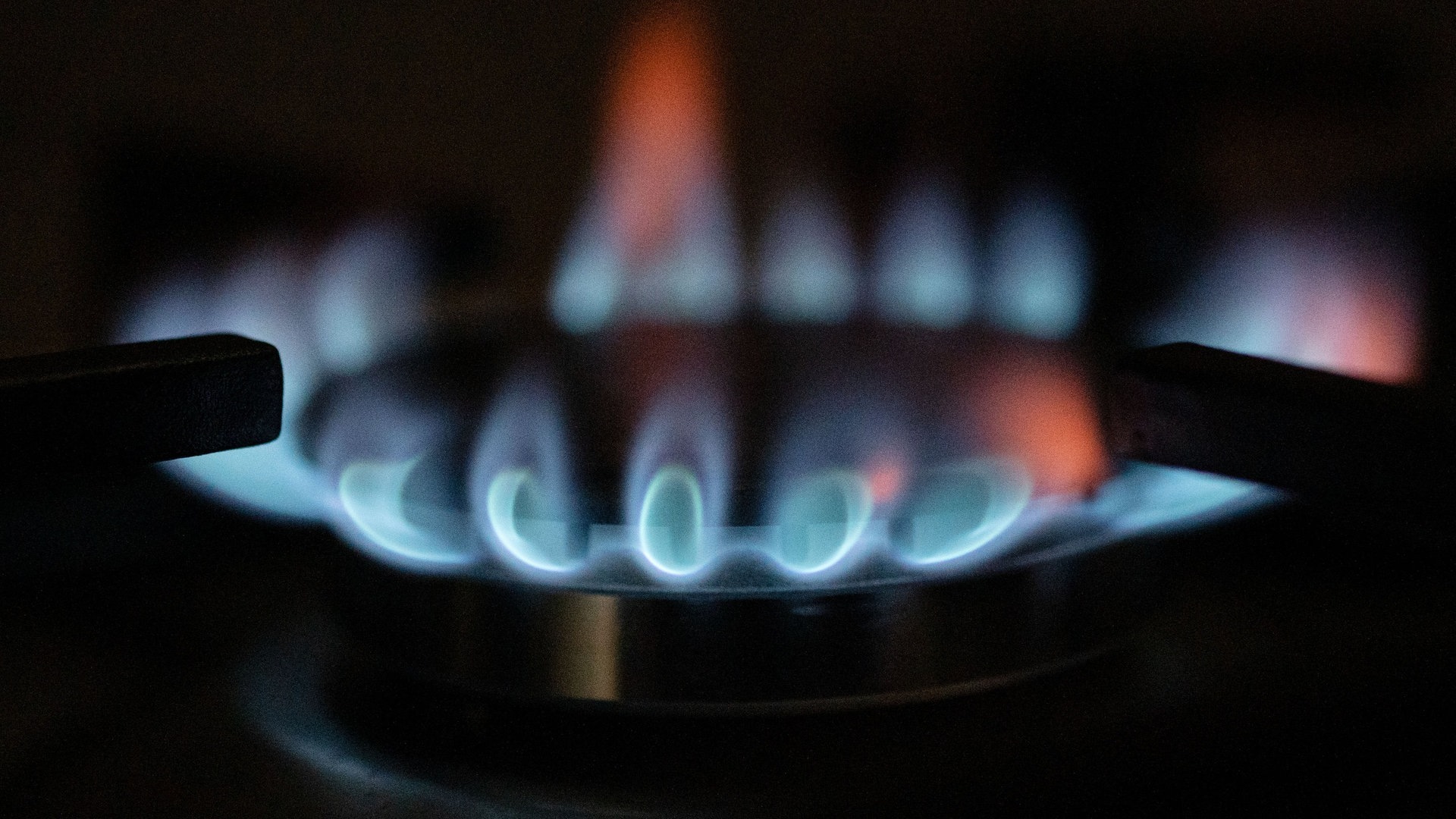 Flammen sind an einem Gasherd zu sehen.  (Foto: dpa Bildfunk, picture alliance/dpa | Marijan Murat)