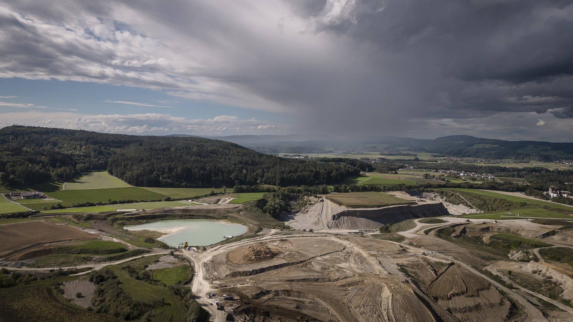 Eine Luftaufnahme des geplanten Atommüllendlagers in der Schweiz (Foto: dpa Bildfunk, picture alliance/dpa/KEYSTONE | Michael Buholzer)