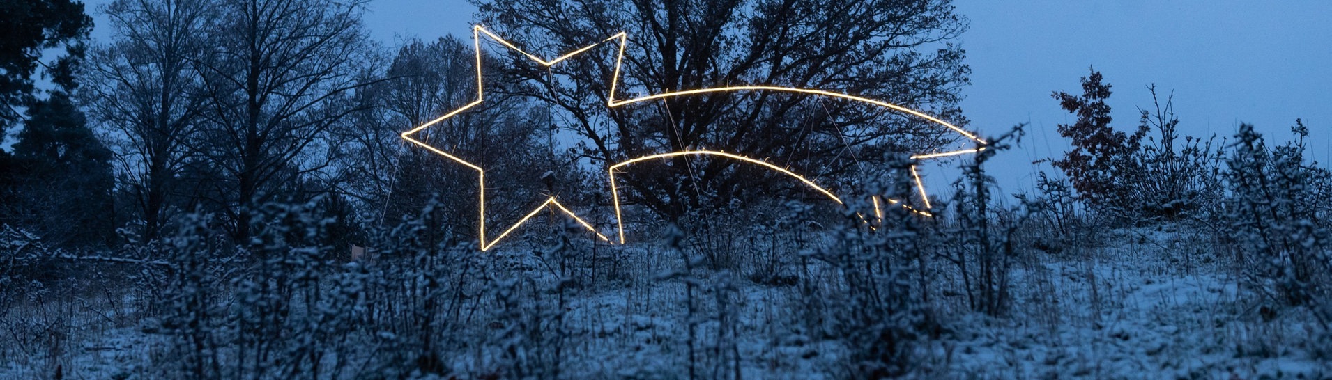 Weihnachsstern mit erstem Schnee: Ein Winterbild aus Rottweil. (Foto: dpa Bildfunk, picture alliance/dpa | Silas Stein)