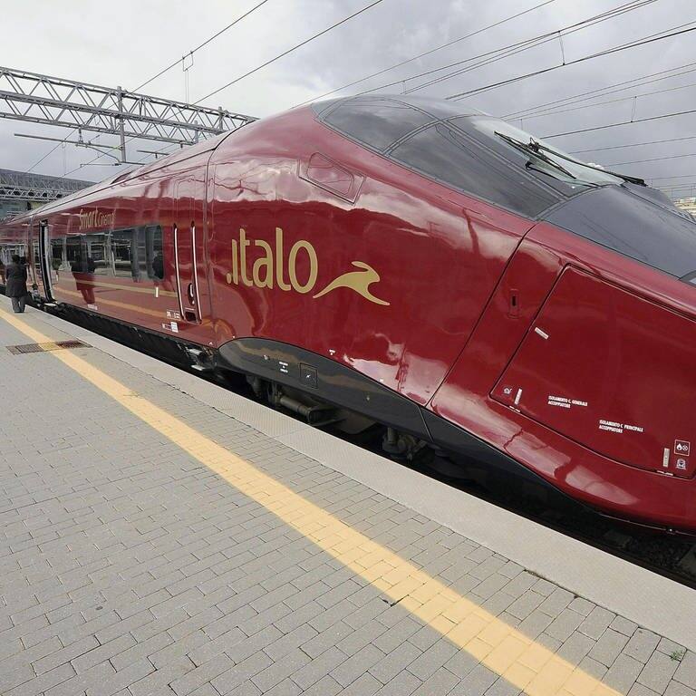 Der italienische Hochgeschwindigkeitszug Italo steht in einem Bahnhof. (Foto: dpa Bildfunk, picture alliance / dpa | Maurizio Brambatti)
