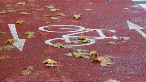 Foto: IMAGO, IMAGO / Michael Gstettenbauer Auf einem Radweg ist ein Fahrrad eingezeichnet (Foto: IMAGO, IMAGO / Michael Gstettenbauer)