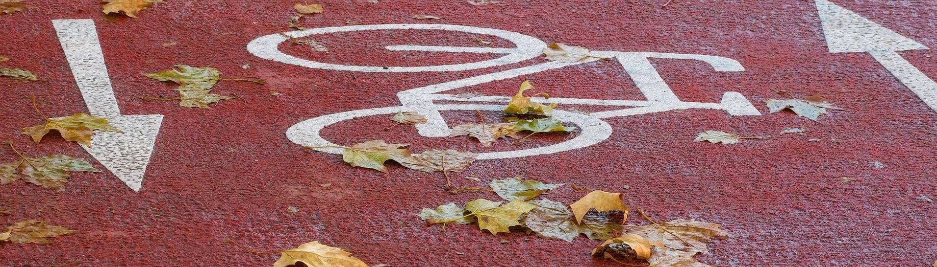 Auf einem Radweg ist ein Fahrrad eingezeichnet (Foto: IMAGO, IMAGO / Michael Gstettenbauer)