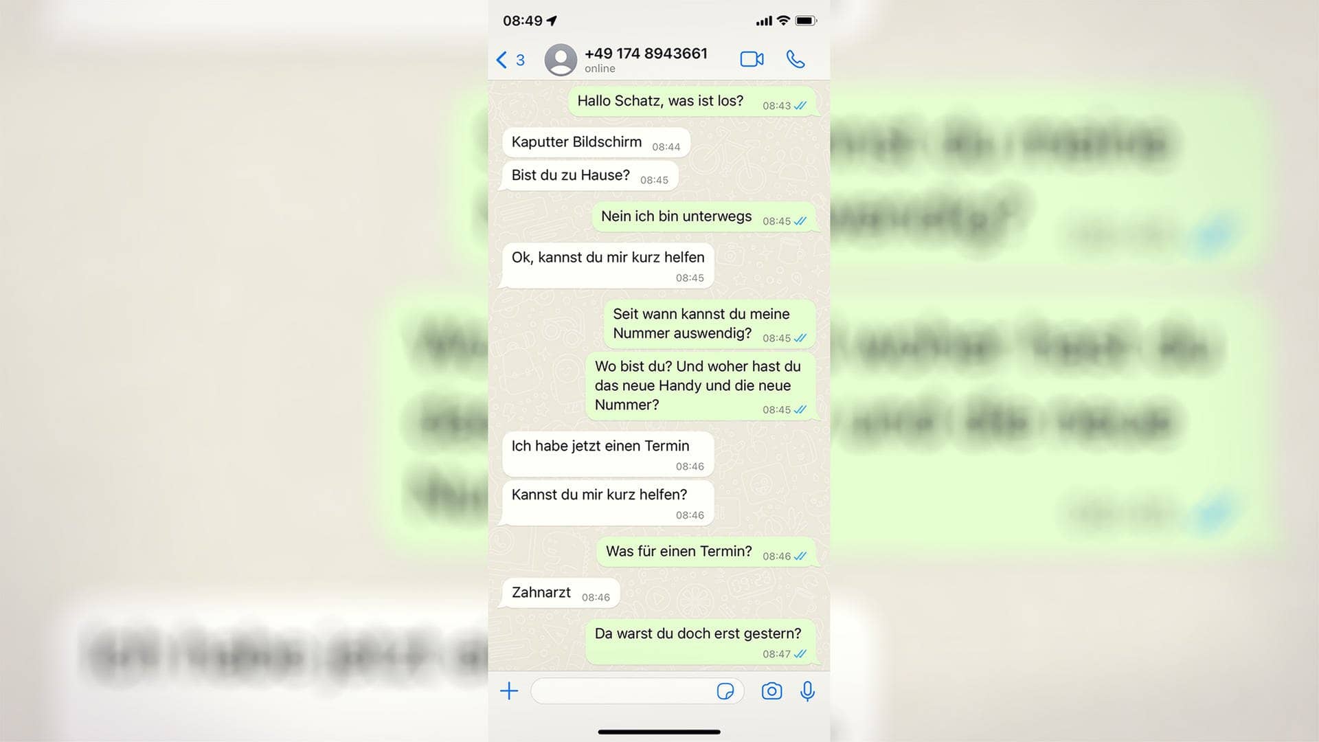 Chatverlauf mit einem möglichen Betrüger nach "Hallo MamaPapa"-SMS (Foto: WhatsApp)