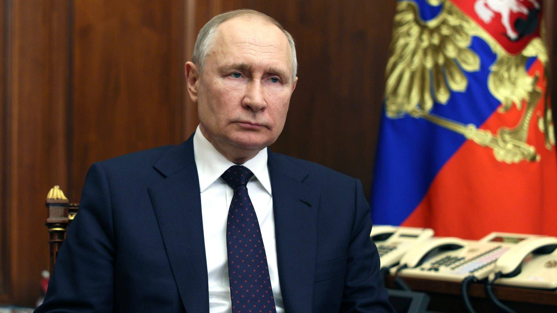 Großaufnahme von Wladimir Putin, Präsident von Russland. (Foto: dpa Bildfunk, picture alliance/dpa/Pool Sputnik Kremlin via AP | Gavriil Grigorov)
