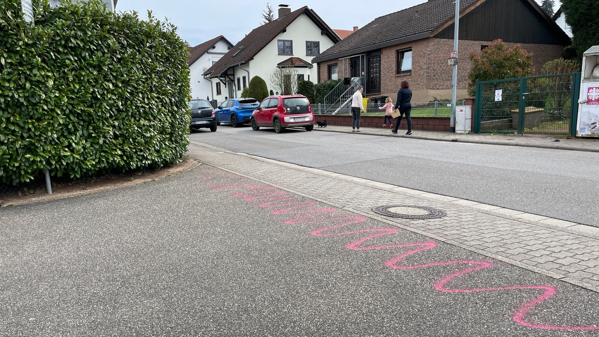 Foto: SWR Eine Anwohnerstraße in Zweibrücken. Autos stehen am Straßenrand, Menschen gehen auf dem Gehweg. (Foto: SWR)