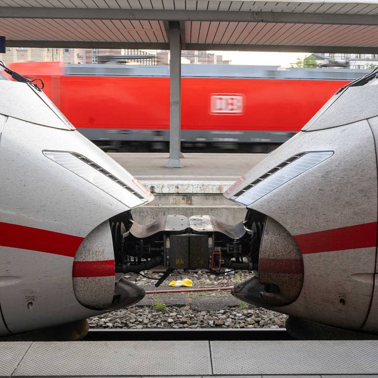 Zwei gekoppelte ICE-Züge stehen am Gleis in einem Bahnhof (Foto: dpa Bildfunk, picture alliance/dpa | Peter Kneffel)