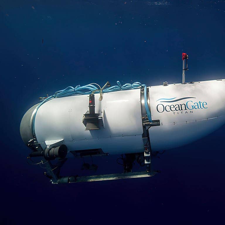 Das Tauchboot „Titan“ der Firma Oceangate (Foto: dpa Bildfunk, picture alliance/dpa/OceanGate Expeditions/AP | -)