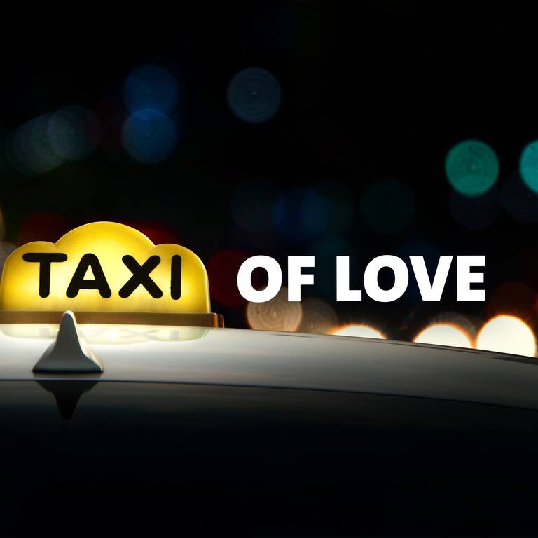 Ein Taxischild mit der Schrift „of love“ nebendran. Wir haben die SWR3-Community nach ihren schönsten Taxi-Geschichten gefragt. (Foto: Adobe Stock, lassedesignen)