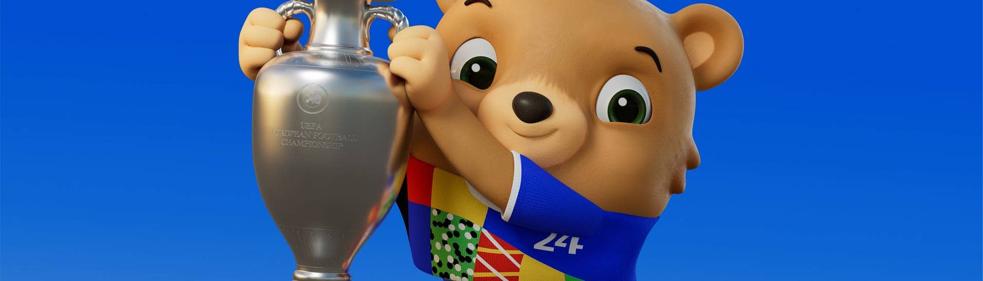Die UEFA präsentiert das Maskottchen für die EM 2024 in Deutschland - ein Bär. Der Name steht noch nicht fest.