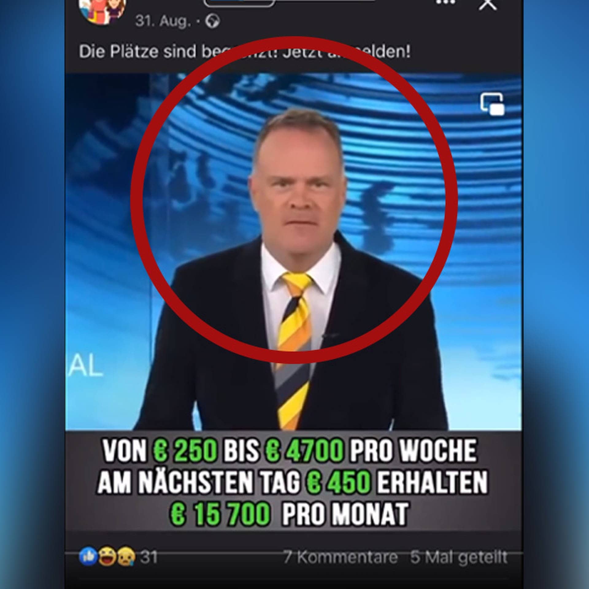 Screenshot von einem Fakebild des TV-Moderators Christian Sievers. 