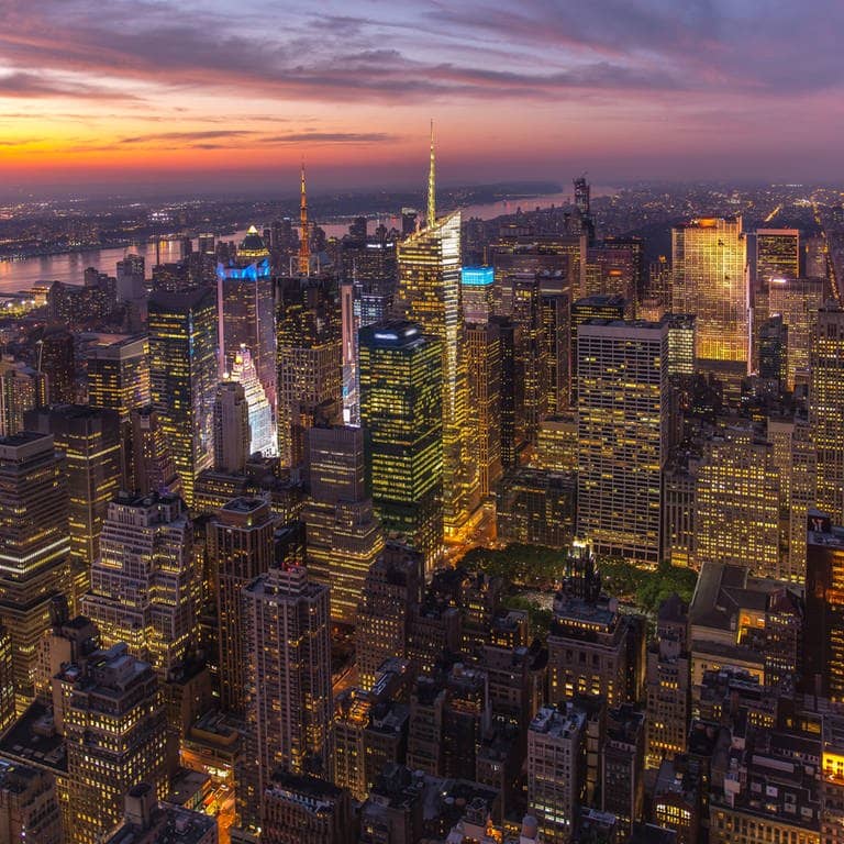 Manhattan (New York City) im Sonnenuntergang