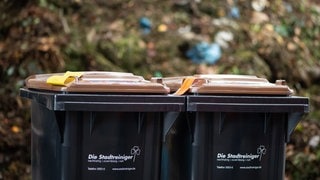 Biomülltonnen mit Vermerk, dass zu viele Störstoffe enthalten sind, wurden nicht abgeholt.