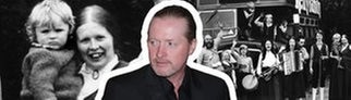 Joey Kelly vor Bildern von seiner Mama Barbara-Ann Kelly, von der sich die Familie nach ihrem Tod verabschiedete