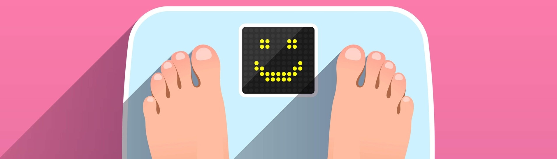 Füße auf einer Waage mit Smiley (Foto: Adobe Stock / Elena Abrazhevich )