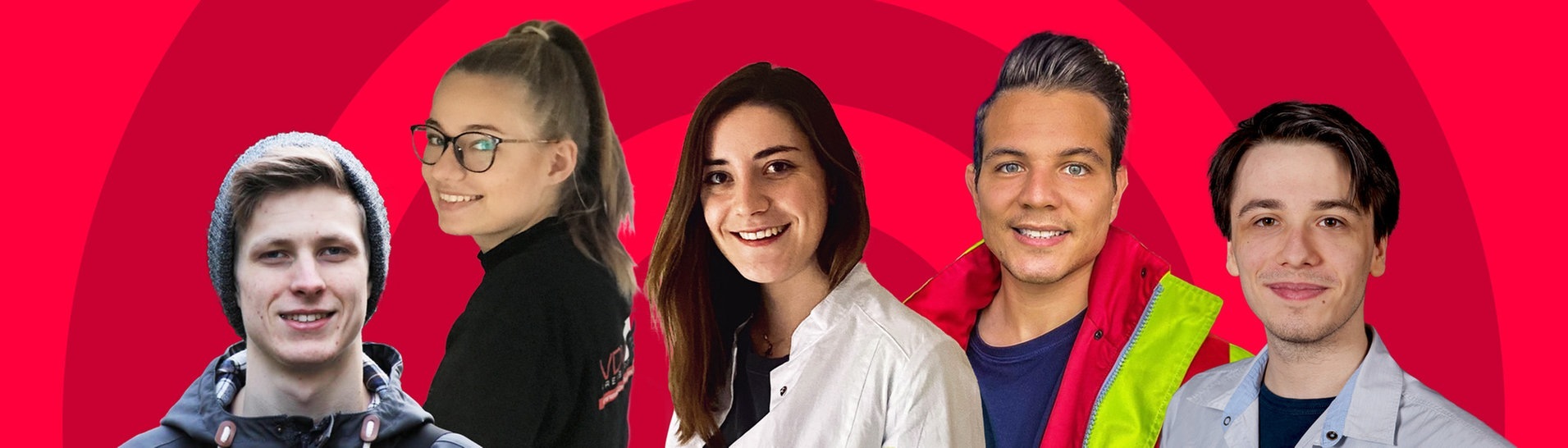 Ausbildung gesucht? Hier könnte dein Traumjob mit dabei sein! (Foto: SWR3, Clara-Frederike Gallus/Denis Volk/privat/privat/Thomas Keller/Montage: SWR3)