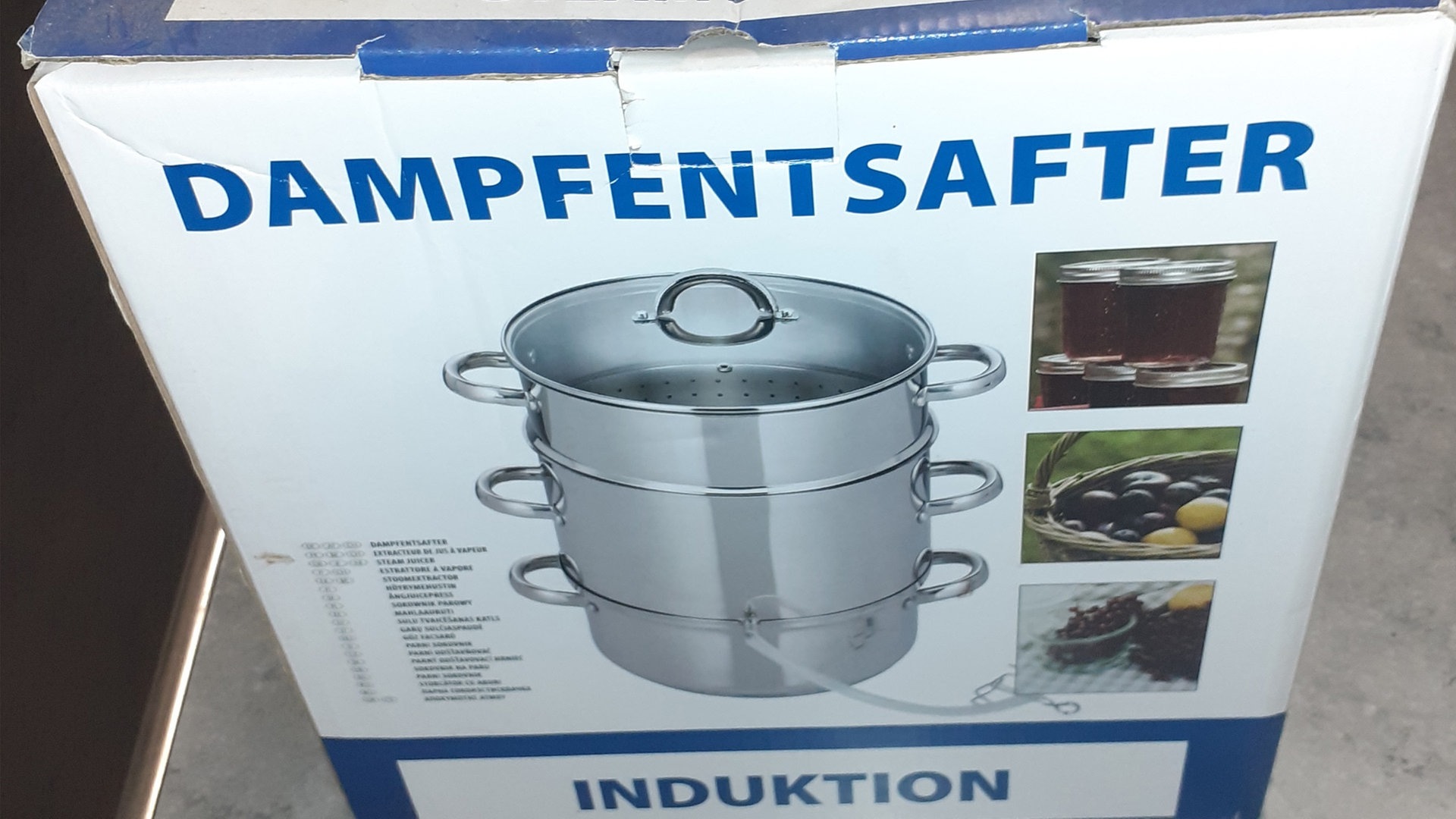 Foto: privat Verpackungskarton zeigt Bild eines Dampfentsafters. (Foto: privat)