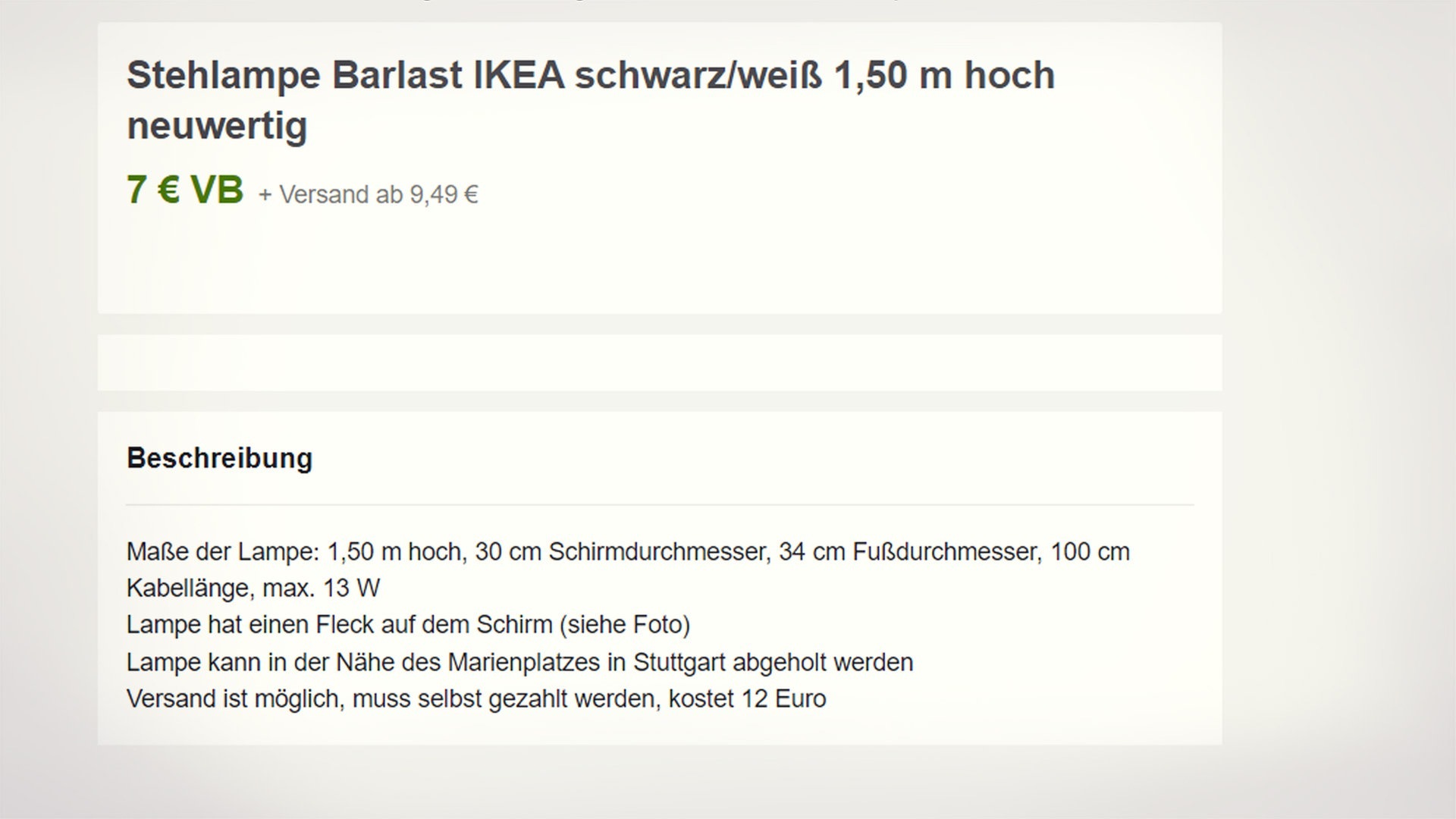 Foto: SWR3 Screenshot einer Beispiel-Kleinanzeige (Foto: SWR3)