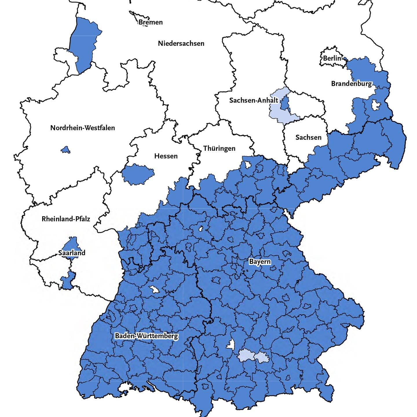 Karte der FSME Risikogebiete in Deutschland. Ab wann lohnt sich eine Impfung gegen Zecken? (Foto: Robert-Koch-Institut)