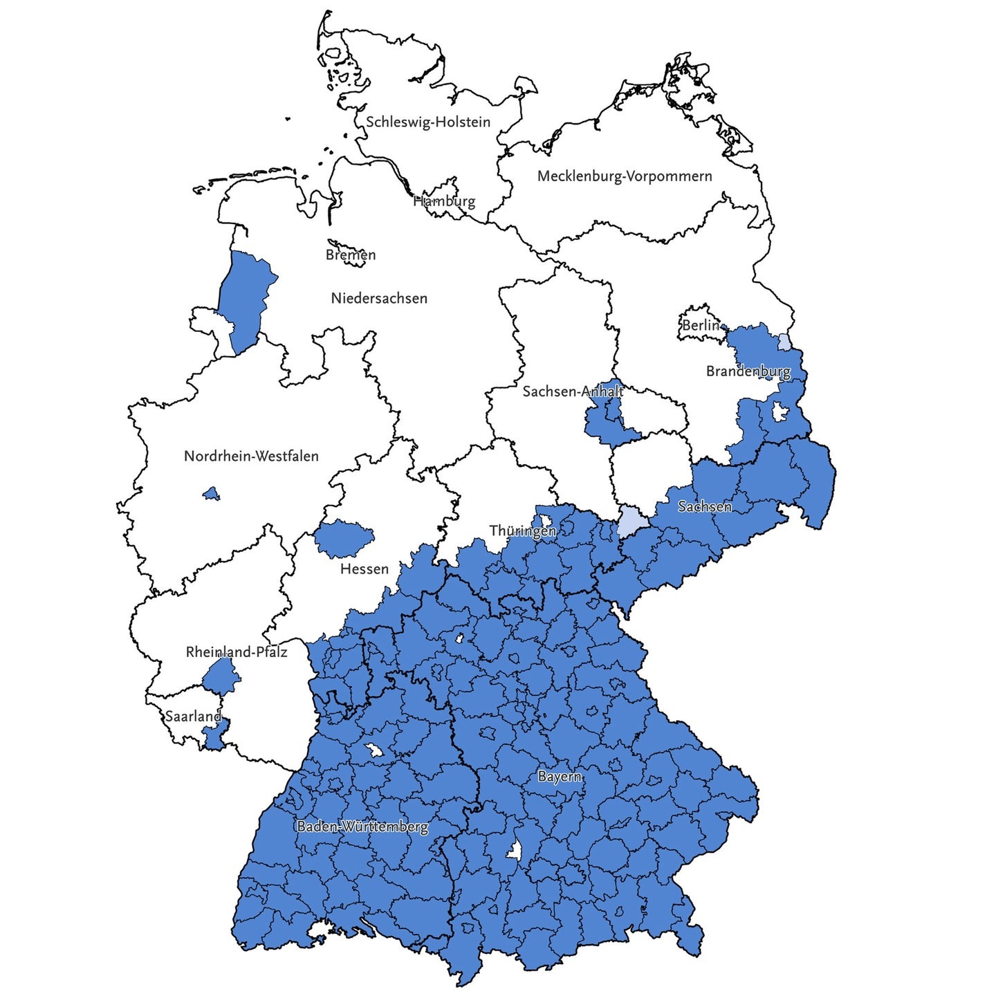 Foto: Robert-Koch-Institut Karte der FSME Risikogebiete in Deutschland. Ab wann lohnt sich eine Impfung gegen Zecken? (Foto: Robert-Koch-Institut)