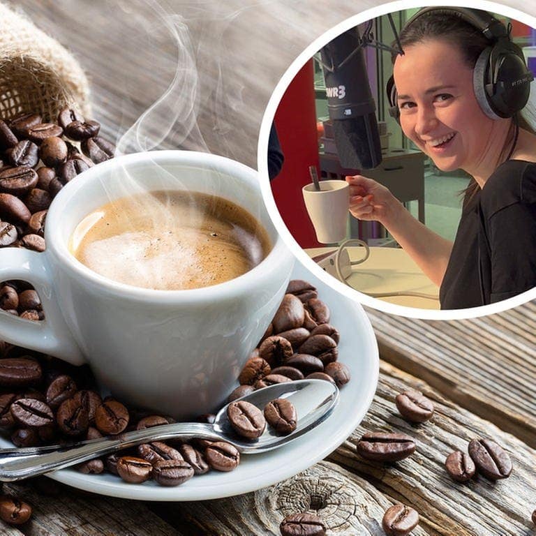 Der stärkste Kaffee der Welt: SWR3-Morningshow-Moderatorin Rebekka de Buhr hat ihn probiert (Foto: SWR3, Adobe Stock, Romolo Tavani)