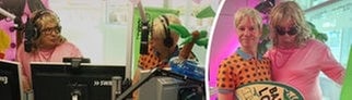 Moderatoren Sascha Zeus, Michael Wirbitzky und Wetterfrau Lea Spindler haben sich passend zum Film Barbie verkleidet