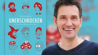 Kristian Thees neben dem Cover des Buches "Unerschrocken" (Foto: Cover: Reprodukt Verlag | Foto des Redakteurs: SWR3) Kristian Thees neben dem Cover des Buches "Unerschrocken"