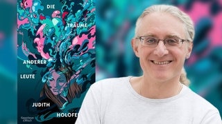 Matthias Kugler neben dem Cover des Buches Die Träume anderer Leute (Foto: Cover: Kiwi Verlag | Foto Redakteur: SWR3) Matthias Kugler neben dem Cover des Buches Die Träume anderer Leute