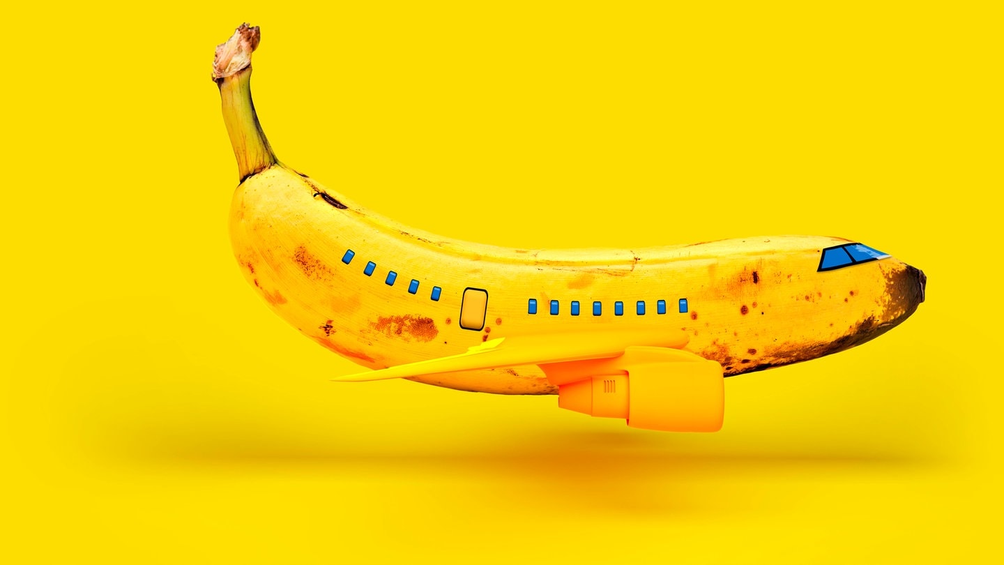 Flugzeug dargestellt als Banane (Foto: IMAGO, IMAGO / Westend61)