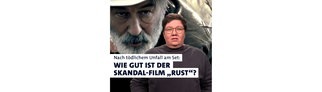 SWR3 Film-Checkerin Anna Wollner vor dem Plakat zu „Rust“ mit Alec Baldwin