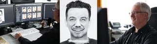 Rainer Wortmann arbeitet beim Landeskriminalamt und ist der beste Phantombildzeichner Europas. Am Computer erstellt er ein Phantombild.