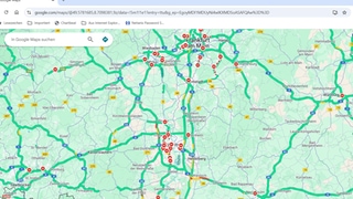 Screenshot Karte GoogleMaps: GoogleMaps zeigt zahlreiche falsche Sperrungen an