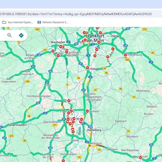 Screenshot Karte GoogleMaps: GoogleMaps zeigt zahlreiche falsche Sperrungen an